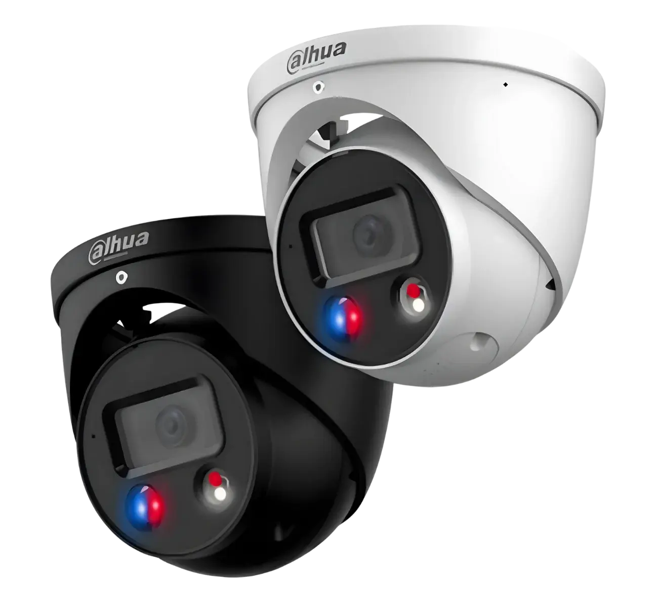 Dahua TiOC active deterrence security camera in white and black with strobe and siren